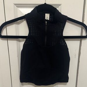 lululemon athletica Black Perforated High-Neck Zip Crop Tank